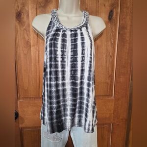 Braided Necklune Monochrome Tie-Dye Halter Tank Top